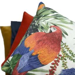 Parrots Cushion Cover Printed Bird Palm Trees Leaves Botanical Tropical 16-22 - thumbnail 2