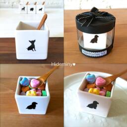 Gift For Dog Lover-Chihuahua Salt Cellar With Bamboo Spoon Owner, Square Flower Vase, Candle Holder, Treat Box - thumbnail 3