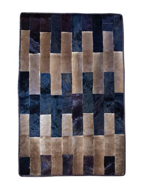 "Handmade Cowhide Patchwork Rug, Hair-On Hide Carpet, Modern Farmhouse Decor - 46"" X 30" - image 1