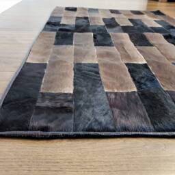 "Handmade Cowhide Patchwork Rug, Hair-On Hide Carpet, Modern Farmhouse Decor - 46"" X 30" - thumbnail 4