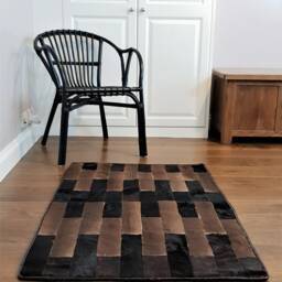 "Handmade Cowhide Patchwork Rug, Hair-On Hide Carpet, Modern Farmhouse Decor - 46"" X 30" - thumbnail 3