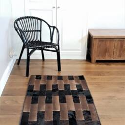 "Handmade Cowhide Patchwork Rug, Hair-On Hide Carpet, Modern Farmhouse Decor - 46"" X 30" - thumbnail 2