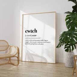 Cwtch Definition - Welsh Print Quote Wales Wall Art Cuddle Hug Snuggle - thumbnail 1