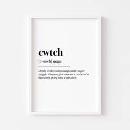 Cwtch Definition - Welsh Print Quote Wales Wall Art Cuddle Hug Snuggle - thumbnail 2