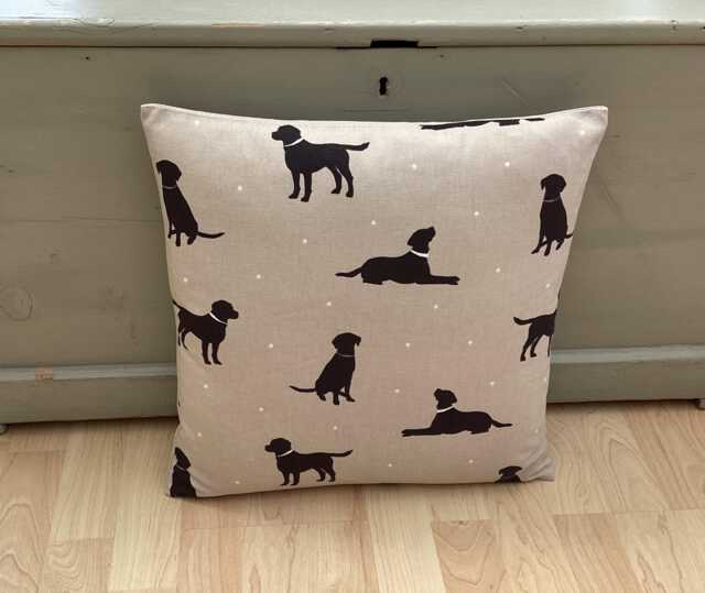 Christmas Gifts Black Labrador Dog Print Linen Cushion Cover Country Home Decor - image 1