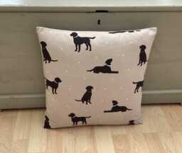 Christmas Gifts Black Labrador Dog Print Linen Cushion Cover Country Home Decor - thumbnail 1