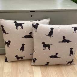 Christmas Gifts Black Labrador Dog Print Linen Cushion Cover Country Home Decor - thumbnail 3