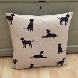Christmas Gifts Black Labrador Dog Print Linen Cushion Cover Country Home Decor - thumbnail 2