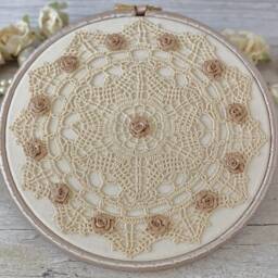 Lace Embroidery Hoop Art 13Th Anniversary Gift, Rustic Chic Wall Decoration - thumbnail 3