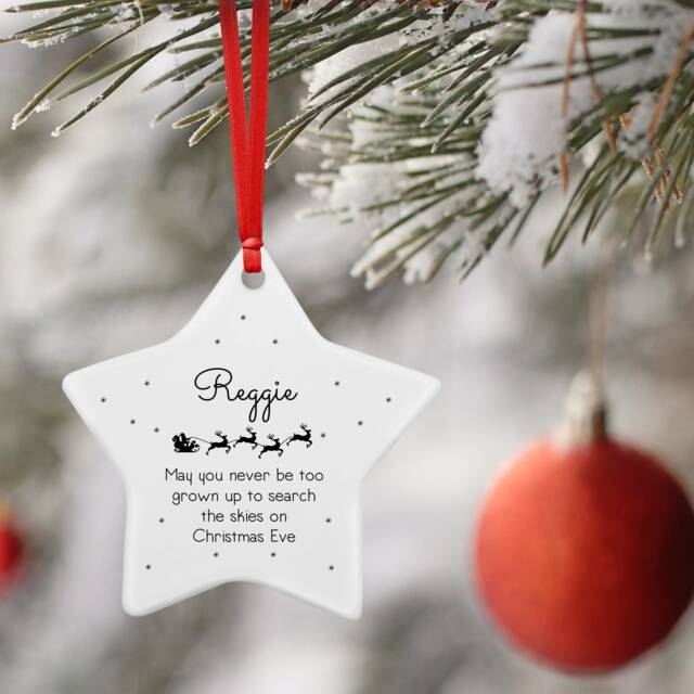 Personalised Christmas Search The Skies On Eve... Children's Ceramic Star Decoration Ornament Bauble Keepsake - Child, Kids, Baby - image 1