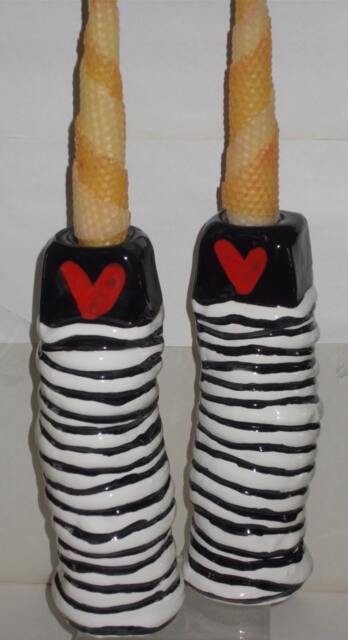 Pair Of Coil & Heart Candlesticks