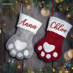 Personalized Dog Bone Christmas Stocking, Christmas, Dad Gift, Mom Gift For Dog, Lover Gift, Embroidered Stocking - thumbnail 3