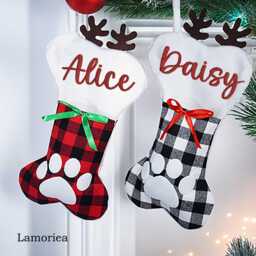Personalized Dog Bone Christmas Stocking, Christmas, Dad Gift, Mom Gift For Dog, Lover Gift, Embroidered Stocking - thumbnail 2