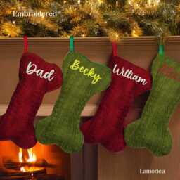 Personalized Dog Bone Christmas Stocking, Christmas, Dad Gift, Mom Gift For Dog, Lover Gift, Embroidered Stocking