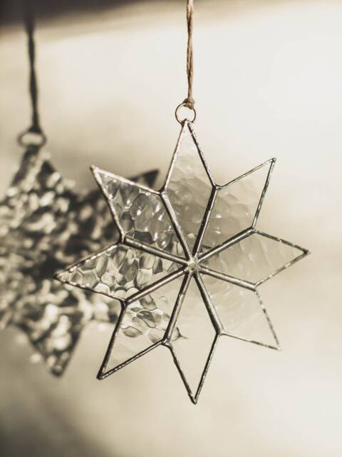Stained Glass Star Clear Christmas Tree Ornaments Window Decoration Wall - image 1