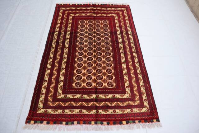 3x5 Handmade Afghan Rug - Golden Turkmen Khuaja Roshnai Rare Colors Tekke Design Bokhara Patterns Biljik Wool Bedroom - image 1