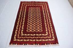 3x5 Handmade Afghan Rug - Golden Turkmen Khuaja Roshnai Rare Colors Tekke Design Bokhara Patterns Biljik Wool Bedroom - thumbnail 1