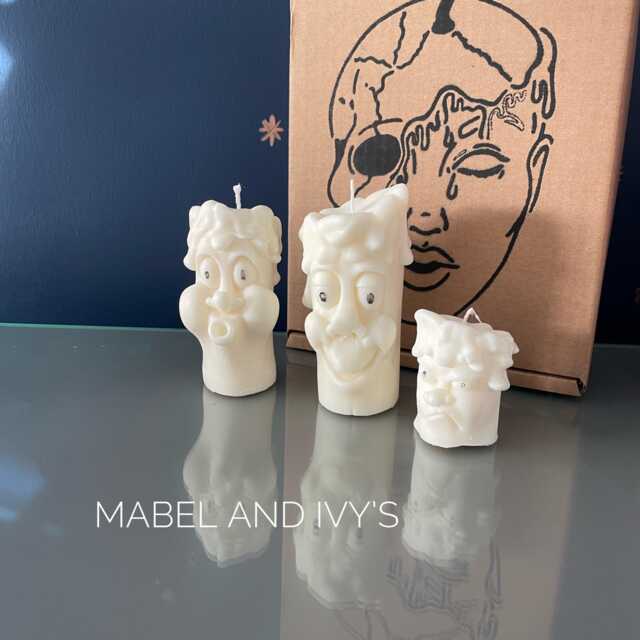 Friendly Trio Set Candles With Faces Joke Candle Fragranced Soy Wax Sculpture Candle - image 1