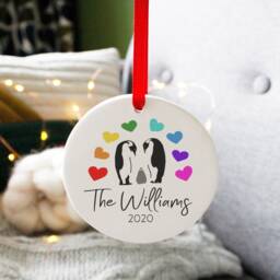 Family Penguin Rainbow Decoration - Ornament 2020 Bauble Baby Personalised New - thumbnail 2