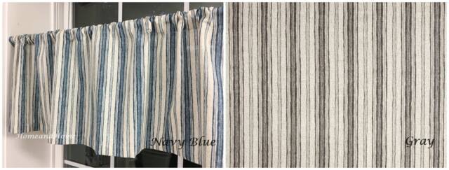 Farmhouse Valances Cafe Curtains Farmhouse Decor Kitchen Valance Gray Neutral Beige Navy Blue Muted Blues Valance Curtain - image 1