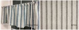 Farmhouse Valances Cafe Curtains Farmhouse Decor Kitchen Valance Gray Neutral Beige Navy Blue Muted Blues Valance Curtain - thumbnail 1