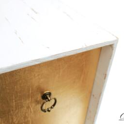 Shabby Chic Single Drawer Distressed White & Gold - thumbnail 3