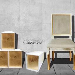 Shabby Chic Single Drawer Distressed White & Gold - thumbnail 2