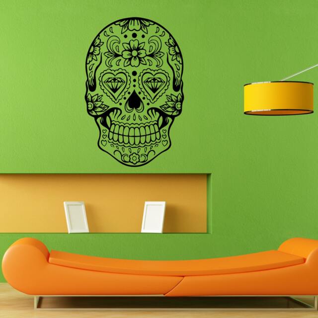 Floral Flower Skull Skeletal Skeleton Wall Sticker Vinyl Decal Home Art Decor Housewares Free Shipping L049 - image 1