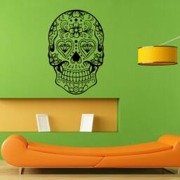 Floral Flower Skull Skeletal Skeleton Wall Sticker Vinyl Decal Home Art Decor Housewares Free Shipping L049 - thumbnail 1