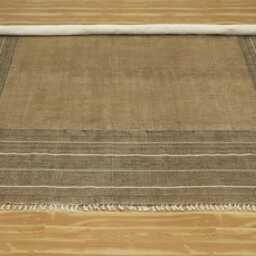 Handwoven Brown Cotton Kilim Rug With Tassels - Bohemian Style Area - thumbnail 4