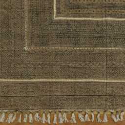 Handwoven Brown Cotton Kilim Rug With Tassels - Bohemian Style Area - thumbnail 2