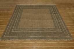 Handwoven Brown Cotton Kilim Rug With Tassels - Bohemian Style Area