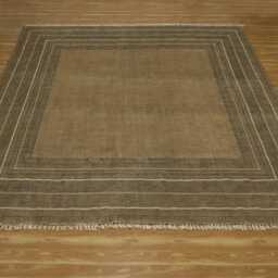 Handwoven Brown Cotton Kilim Rug With Tassels - Bohemian Style Area - thumbnail 3