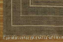 Handwoven Brown Cotton Kilim Rug With Tassels - Bohemian Style Area