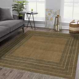 Handwoven Brown Cotton Kilim Rug With Tassels - Bohemian Style Area - thumbnail 2