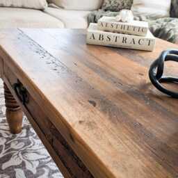 Rustic, Natural Chunky, Large Pine Coffee Table With Drawers - thumbnail 4