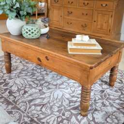 Rustic, Natural Chunky, Large Pine Coffee Table With Drawers - thumbnail 2