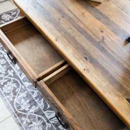 Rustic, Natural Chunky, Large Pine Coffee Table With Drawers - thumbnail 3