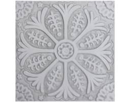Hand-Painted Ceramic Tile Wall Hanging Floral Suzani Art, Grey & White - 30cm/11.8 - thumbnail 1