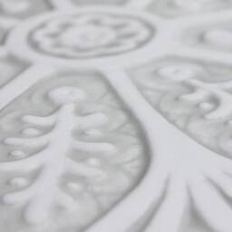Hand-Painted Ceramic Tile Wall Hanging Floral Suzani Art, Grey & White - 30cm/11.8 - thumbnail 3