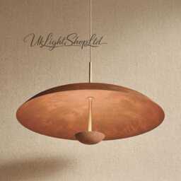 Mid Century Modern Pendant Light - Oxidized Brass Dome Lamp Rustic Saucer Ceiling Fixture Minimalist Hanging For Dining Room - thumbnail 3