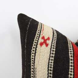 Handwoven Wool Kilim Pillow Cover, 24x24 Inch Boho Home Decor - thumbnail 2