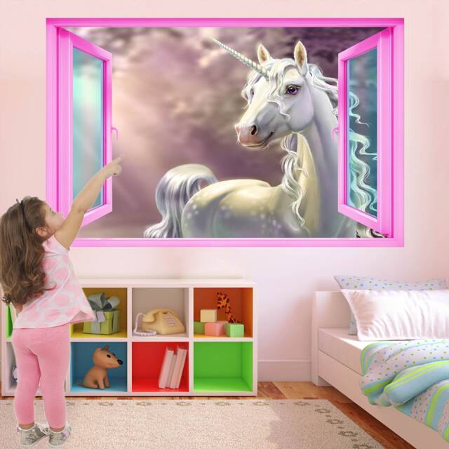Unicorn Forest Fantasy Wall Decal Sticker Mural Print Art Kids Girls Bedroom Decor Ct74 - image 1