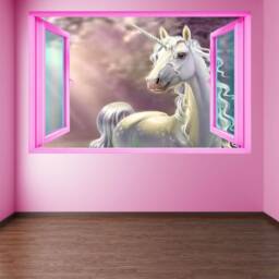 Unicorn Forest Fantasy Wall Decal Sticker Mural Print Art Kids Girls Bedroom Decor Ct74 - thumbnail 3