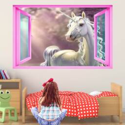 Unicorn Forest Fantasy Wall Decal Sticker Mural Print Art Kids Girls Bedroom Decor Ct74 - thumbnail 2