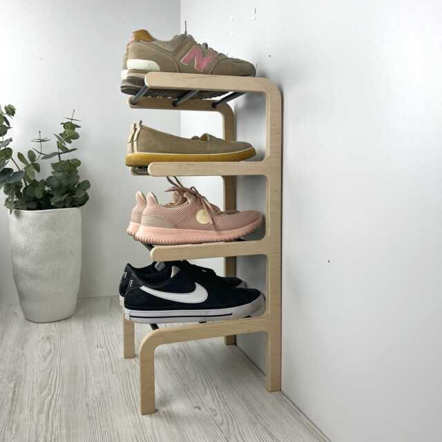 Narrow 4-Tier Wooden Shoe Rack - Entryway Organizer - image 1