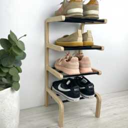 Narrow 4-Tier Wooden Shoe Rack - Entryway Organizer - thumbnail 3