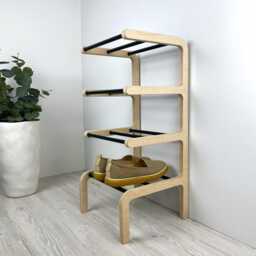 Narrow 4-Tier Wooden Shoe Rack - Entryway Organizer - thumbnail 2