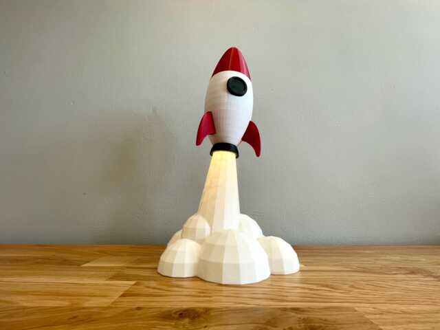 Rocket Launch Desk Lamp - Kids Night Light Birthday Present Man Cave Fun Gift Idea Office Star Gazer - image 1