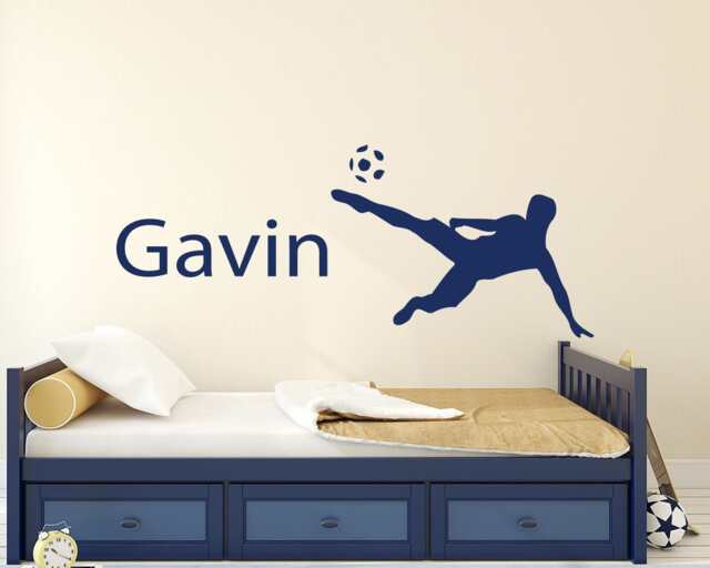 Name Wall Decal. Boy Soccer Nursery Personalized Sport Football M574 - image 1